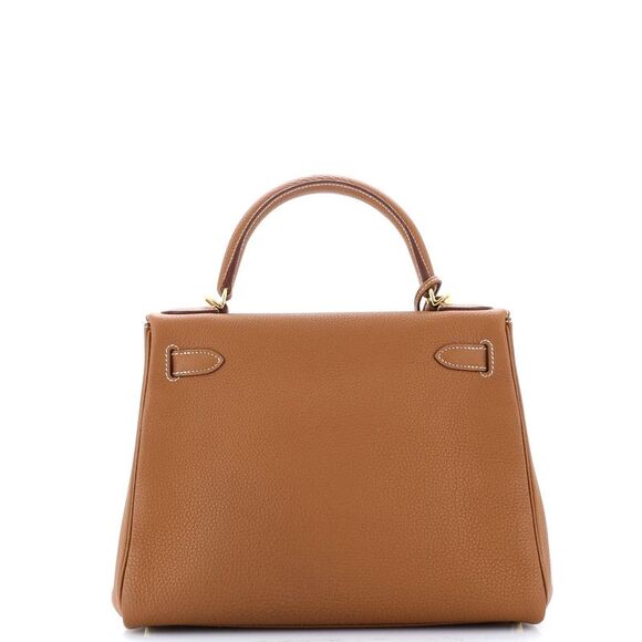 Hermes Kelly Handbag Gold Togo with Gold Hardware 28 Brown - Picture 4 of 13